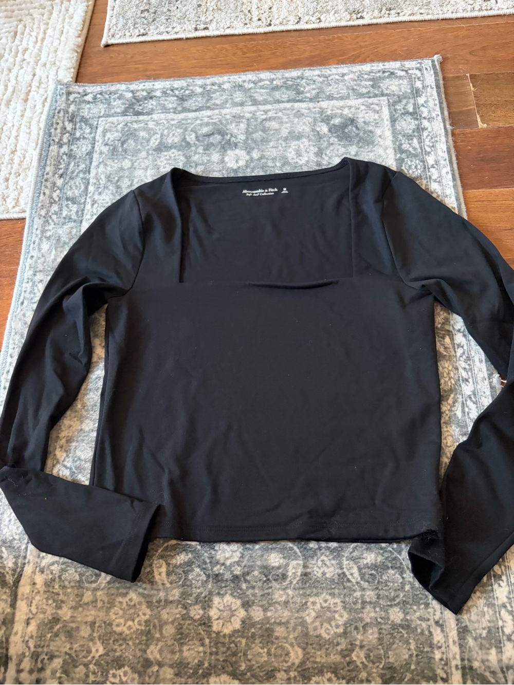 Abercombie & Fitch Black Long-Sleeve Square Neck Women's Top